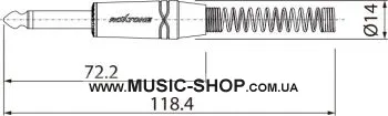 Разъем  - Roxtone RJ2PP-NN Jack 6,3 mono