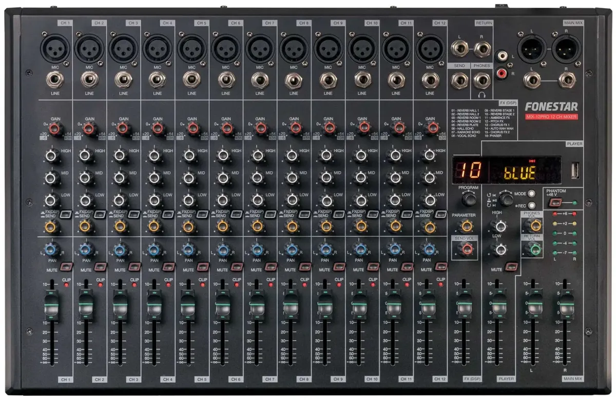 Професійний мікшерний пульт - Fonestar MIX-12PRO